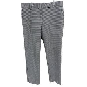 Ann Taylor Devin Gingham Pants Size 8 Black White Stretch Workwear Preppy Chic